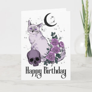 Carte Goth Cat Gothique Voeux d'anniversaire