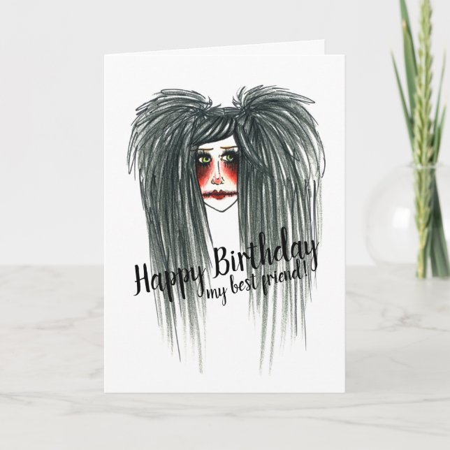 Carte Goth Happy Birthday Best Friend (Devant)