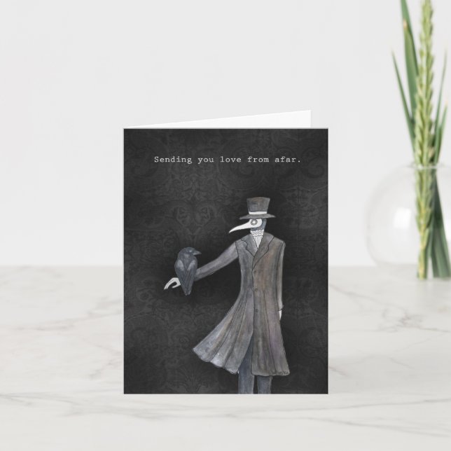 Carte Goth Love Plague Doctor avec un Corbeau Valentines (Devant)