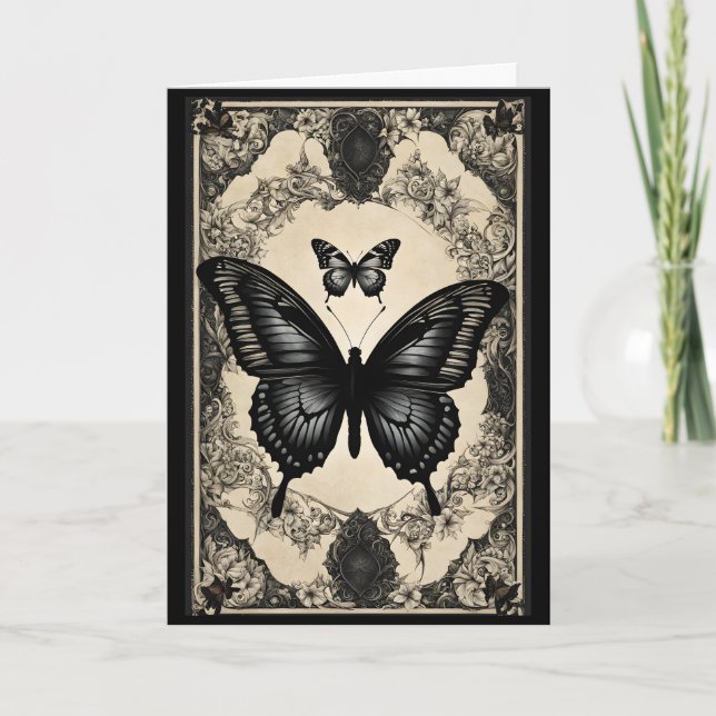 Carte Goth Papillon et cadre d'ornement Anniversaire (Devant)