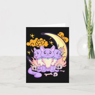 Carte Goth Pastel Mignon Y Chien à 3 Têtes Halloween
