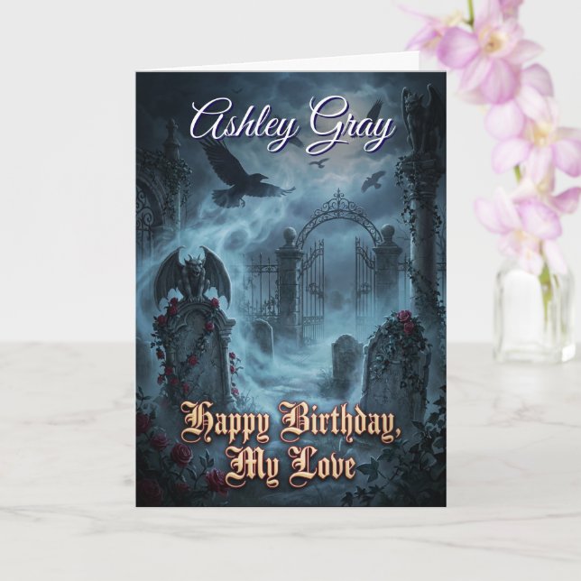 Carte Gothic Lovers Dark Romantic Raven Haunted Birthday (Orchidée)