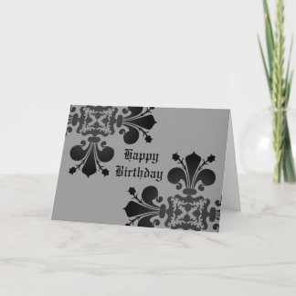 Carte Gothic punk royal fleur de lis damask black gray