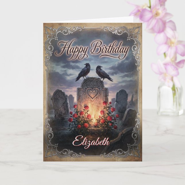 Carte Gothic Raven's Requiem: Twilitght Birthday Wishes (Orchidée)