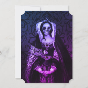 Carte Gothique Crâne Lady violette