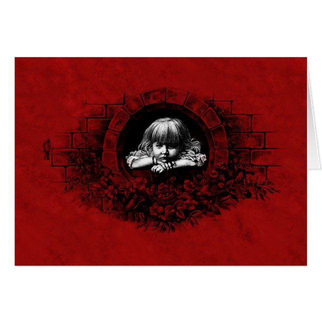 Carte gothique d'art de bébé mélancolique (Devant horizontal)