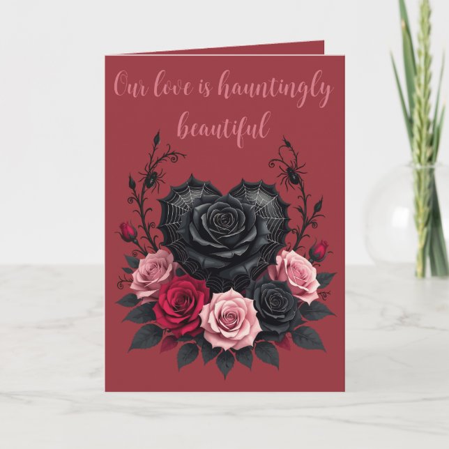 Carte Gothique Fleurs Noires et Saint Valentin Sombre To (Devant)