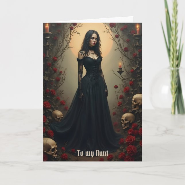 Carte Gothique Moon Tante Anniversaire (Devant)