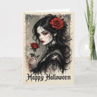 Gothique Rouge Rose Vampire Femme Halloween Élégan