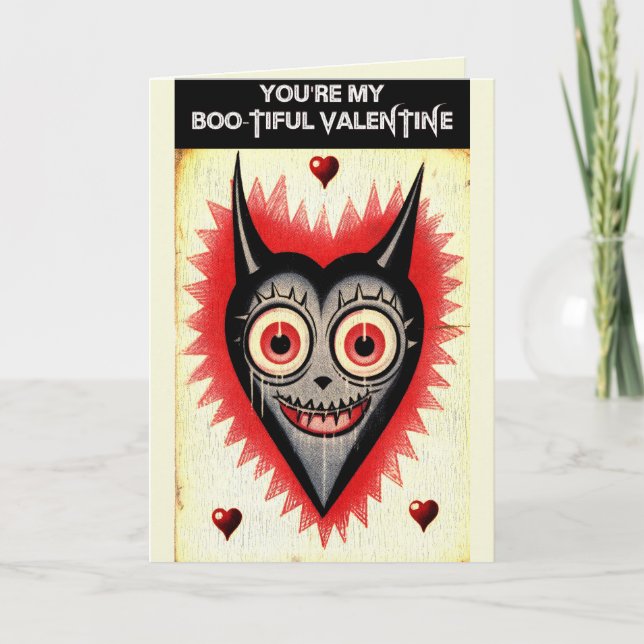 Carte Gothique Saint-Valentin Spooky Vampire Cœur (Devant)