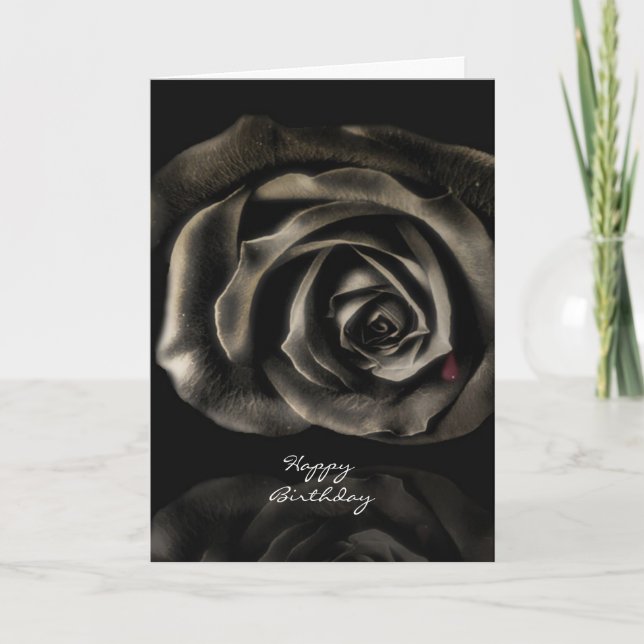 Carte Gothique Vampire rose noir heureux anniversaire (Devant)