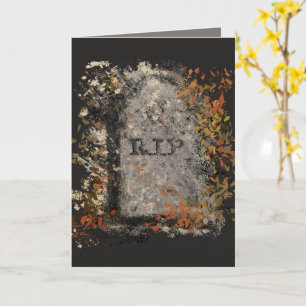 Carte Gothique Vintage R.I.P. Headstone Et Feuilles Auto