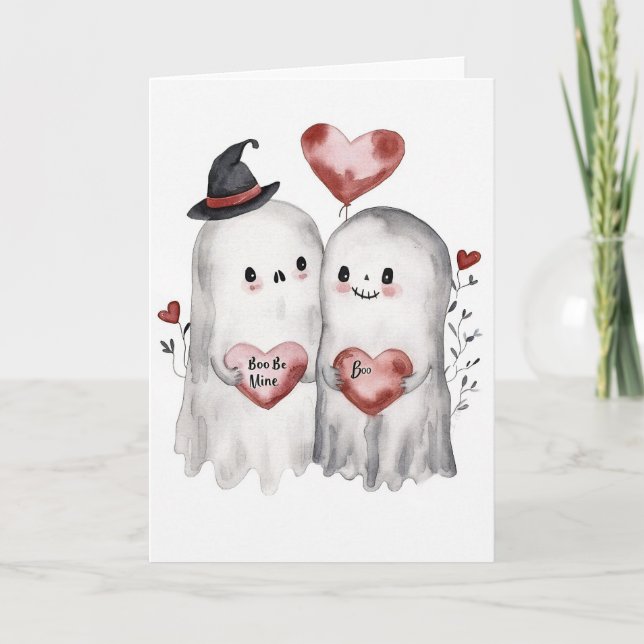 Carte Goths Fantômes de la Saint-Valentin avec des Cœurs (Devant)
