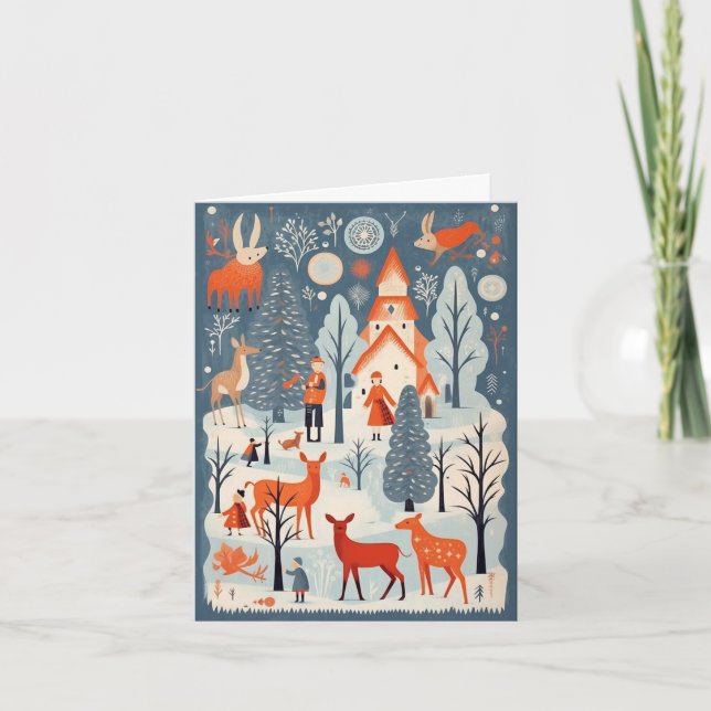 Carte Gouache Noël Rétro Vintage (Devant)