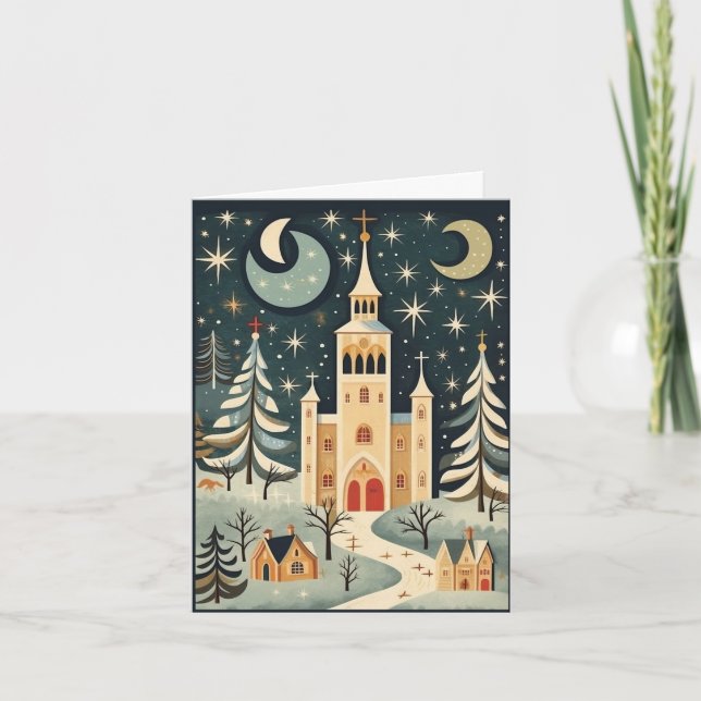 Carte Gouache Vintage Noël Rétro (Devant)