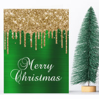 Gouttes de paillettes dorées Joyeux Noël en feuill