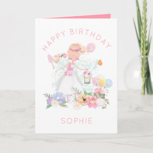 Carte Graceful Ballerina Florals Nom Joyeux Anniversaire