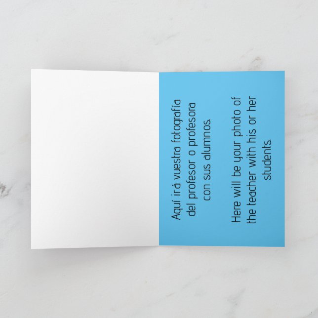 Carte Gracias de corazón. Profes. Thank you. Teachers. (Intérieur)