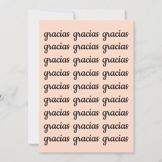 Carte Gracias espagnol rétro rose noir Merci Script (Devant)