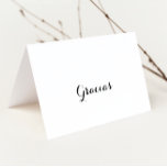 Carte Gracias Mariage pliée Calligraphie moderne<br><div class="desc">Cette calligraphie moderne pliée carte gracias mariage est parfaite pour un mariage rustique. Le design sobre et élégant présente une typographie de script classique et sophistiquée en noir et blanc. Personnalisez l'intérieur de la carte avec vos noms, et un message de remerciement. Ou laissez la section de message de remerciement...</div>