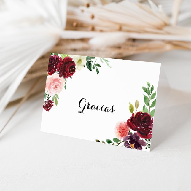 Carte Gracias Mariage pliée en calligraphie bordea (Créateur téléchargé)