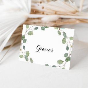 Carte Gracias Mariage pliée Eucalyptus Calligraphi