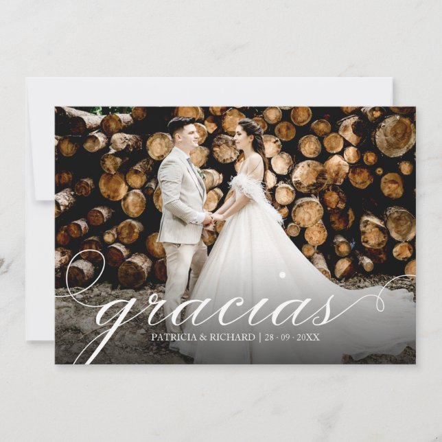 Carte Gracias Simple Merci de mariage élégant Photo (Devant)