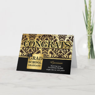Carte Grad School Graduated Nom Faux Gold Foil
