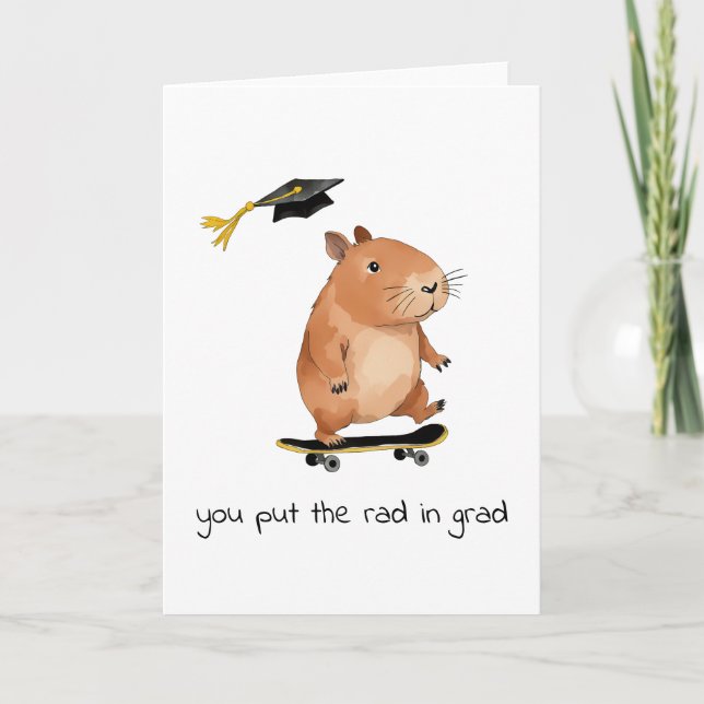 Carte Grad Skateboard Capybara Graduation (Devant)