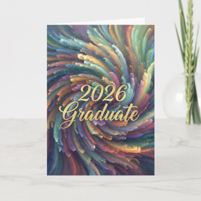 Carte Graduate 2026 Swirling Colors Card (Devant)
