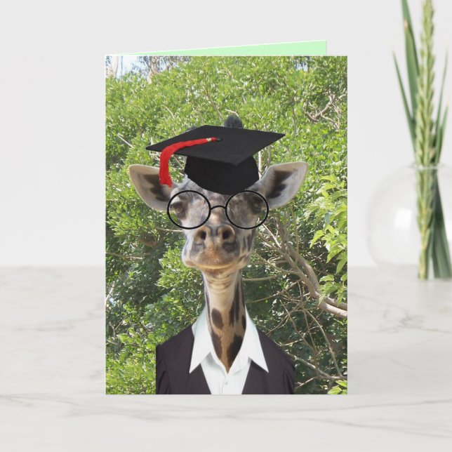 Carte Graduate Giraffe Red Tassel (Devant)