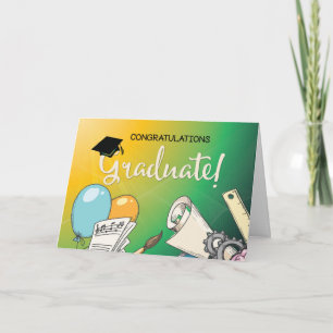 Carte Graduation à l'école primaire, ballons