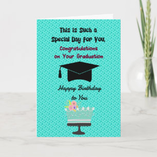 Carte Graduation & Anniversaire Même jour pour les fille