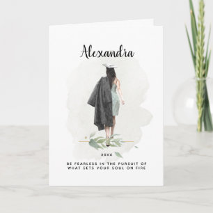 Carte Graduation Aquarelle Foliage Fille Inspiration