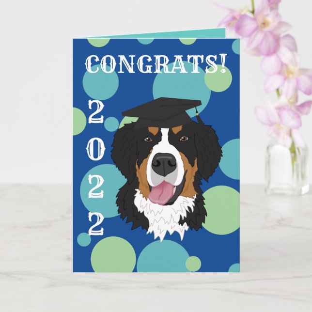 Carte Graduation Bernese Mountain Dog (Orchidée)