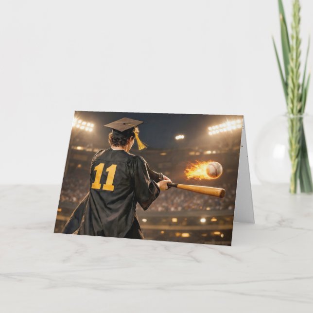 Carte Graduation Boy Baseball Player #11 (Devant)