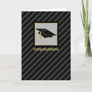 Carte Graduation Casquette Masculine Stripe et Mortarboa