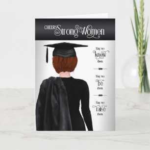 Carte Graduation Casquette noir et poil rouge court