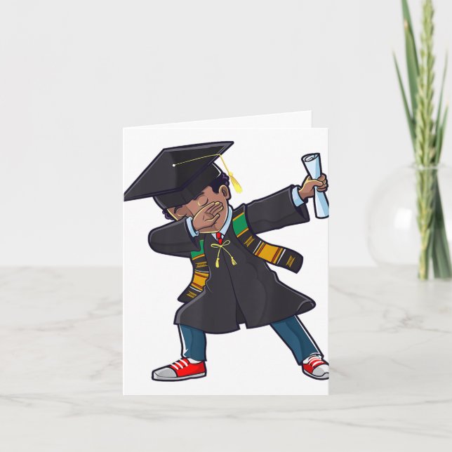 Carte Graduation Cl De 2025 Dabbing Boy Black Graduate D (Devant)