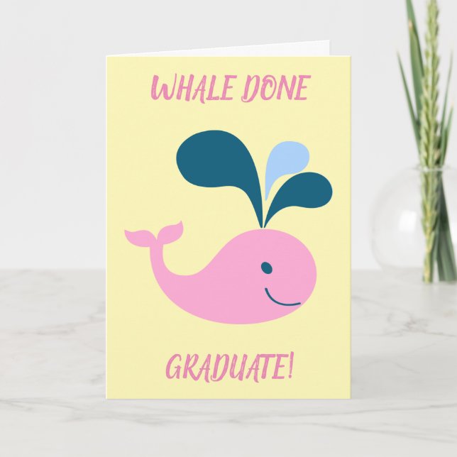 Carte Graduation Cute Funny Whale Done Add Graduate Name (Devant)