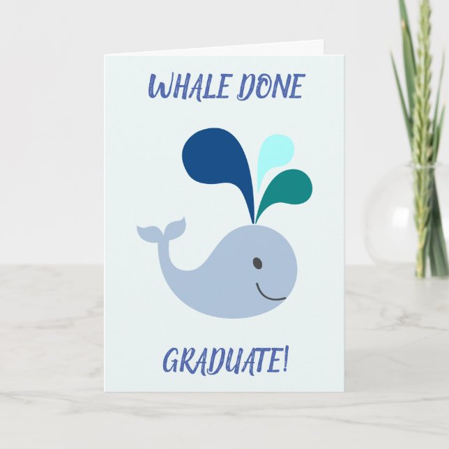 Carte Graduation Cute Funny Whale Done Add Graduate Name (Devant)