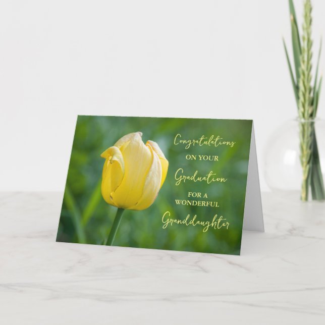 Carte Graduation de la petite-fille Tulip Jaune (Devant)