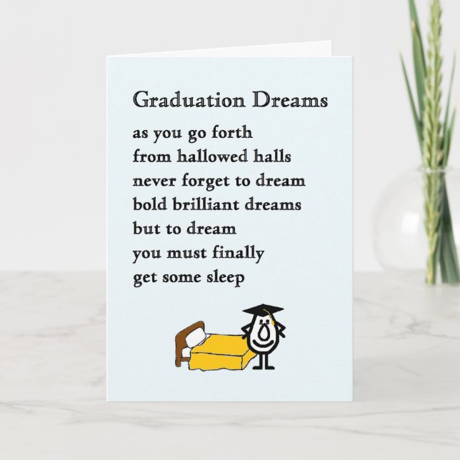 Carte Graduation Dreams - drôle poème de diplôme univers (Devant)