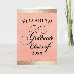 Carte Graduation Elegant Gold Pink Félicitations