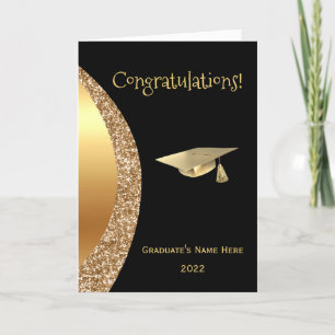 Carte Graduation Gold Black Wave