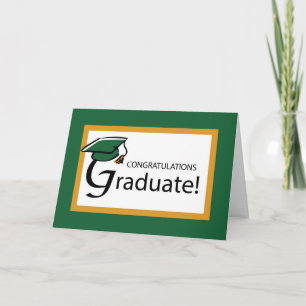 Carte Graduation Green et Gold Félicitations Casquette