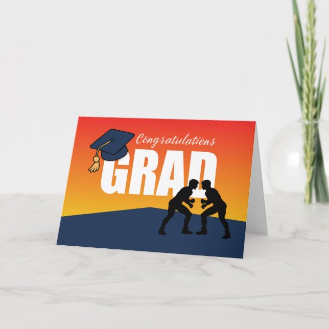Carte Graduation Lutte Athlète Félicitations Grad (Devant)
