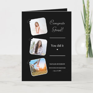 Carte Graduation moderne minimaliste noir et blanc