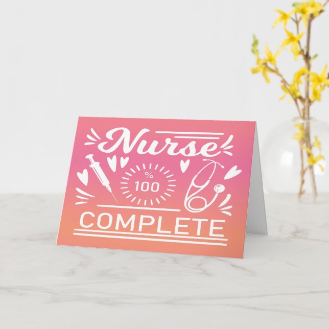 Carte Graduation Moderne Pink Grad Nurse (Fleur jaune)