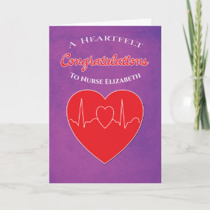 Carte Graduation Nurse Heart Purple